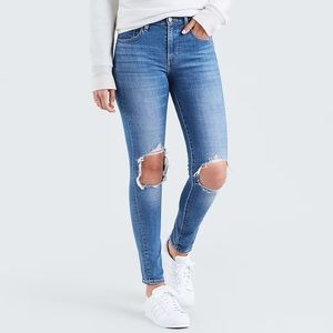Levi’s 721 High Rise Ripped Skinny Denim Jeans